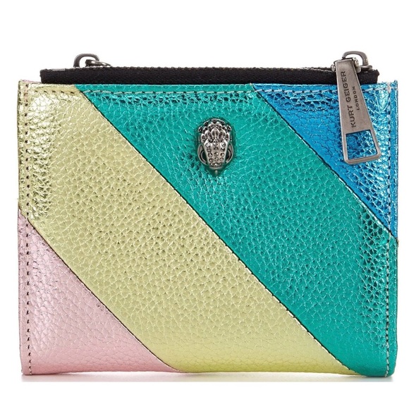 Kurt Geiger Handbags - Kurt Geiger Mini Kensington Metallic Leather Bifold Wallet Pink Multi Eagle Head